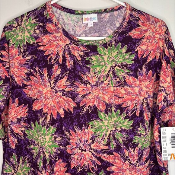 LULAROE NEW Irma Women's XS Purple Pink Green Floral Comfy Stretch - Picture 3 of 5